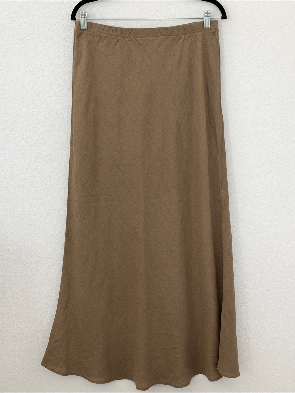 NWT Chico's Design Size 2 100% Linen Brown Pull On Maxi Skirt